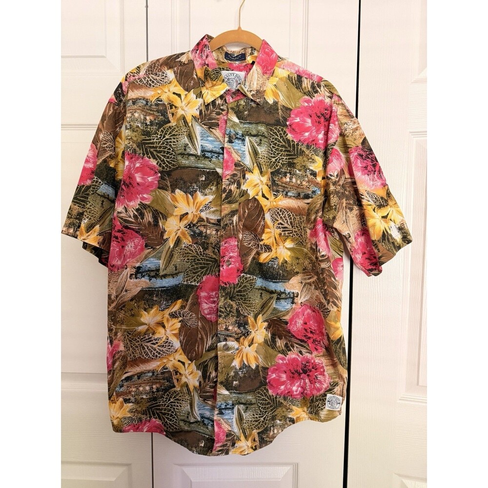 Vintage Gant Salty Dog Shirt Mens L Hawaiian Tropical Floral 90s resort Vacation